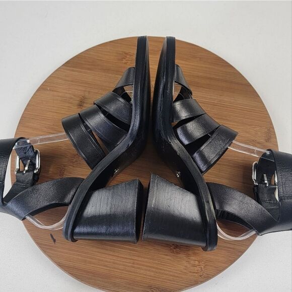 Zara Black Leather Strappy Block Heels Womens Shoe Size EU 36 US 6 - Picture 9 of 15